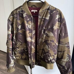Ganni camo print bomber jacket size S, used in excellent condition